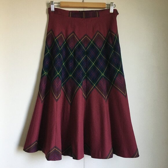 Vintage Highland Queen Maisen Mendessolle Diamond Plaid Wool Skirt - Picture 2 of 16